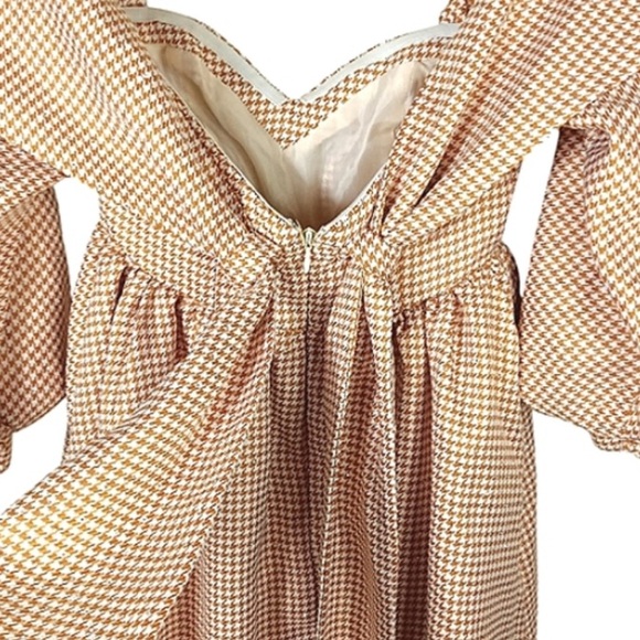 NWOT ASOS LUXE Bandeau Sweetheart Neck Mini Smock Houndstooth Baby Doll Dress - Picture 6 of 9